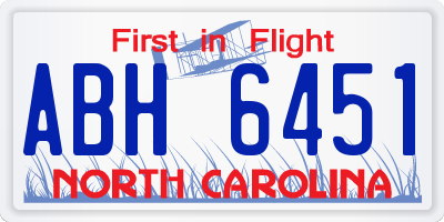NC license plate ABH6451