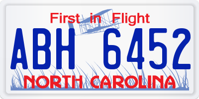 NC license plate ABH6452