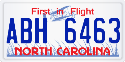 NC license plate ABH6463