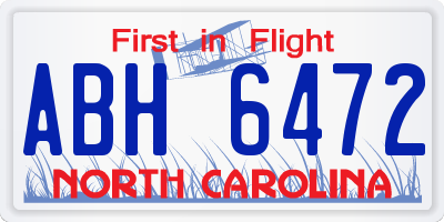 NC license plate ABH6472