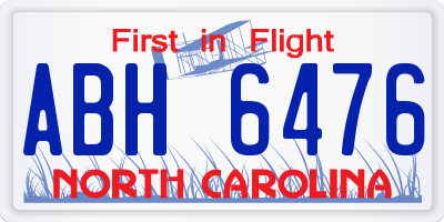 NC license plate ABH6476