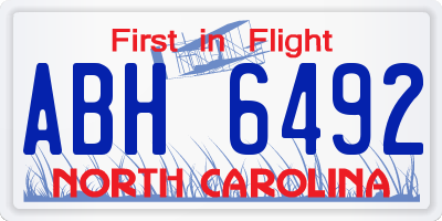 NC license plate ABH6492