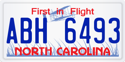 NC license plate ABH6493