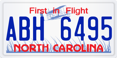 NC license plate ABH6495