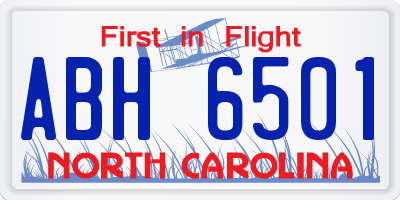 NC license plate ABH6501
