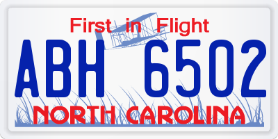 NC license plate ABH6502