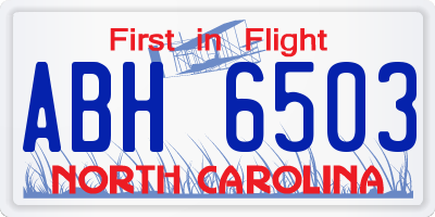 NC license plate ABH6503