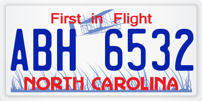 NC license plate ABH6532