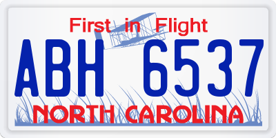 NC license plate ABH6537