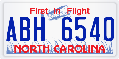 NC license plate ABH6540