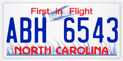 NC license plate ABH6543