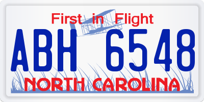 NC license plate ABH6548