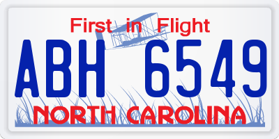 NC license plate ABH6549