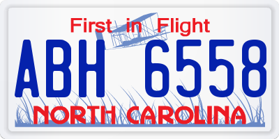 NC license plate ABH6558