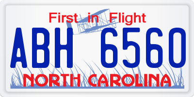 NC license plate ABH6560