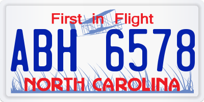 NC license plate ABH6578