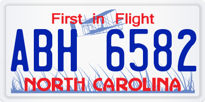 NC license plate ABH6582
