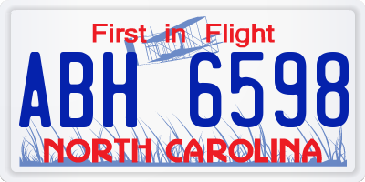 NC license plate ABH6598