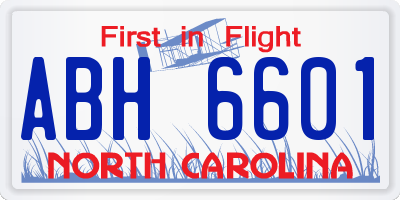 NC license plate ABH6601