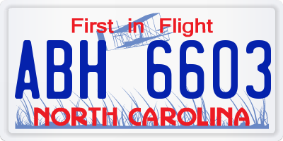 NC license plate ABH6603