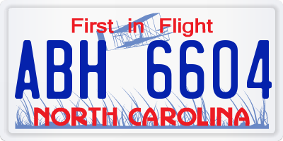 NC license plate ABH6604