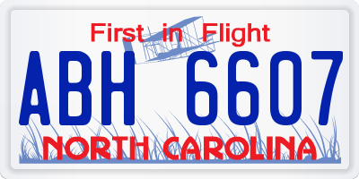 NC license plate ABH6607