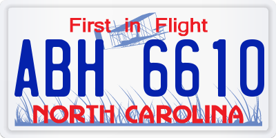 NC license plate ABH6610