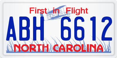 NC license plate ABH6612