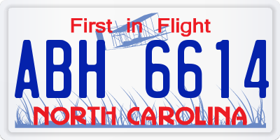 NC license plate ABH6614