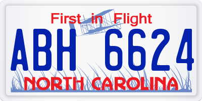 NC license plate ABH6624
