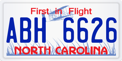 NC license plate ABH6626