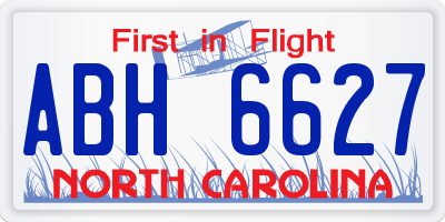 NC license plate ABH6627