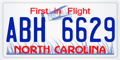 NC license plate ABH6629