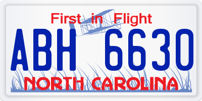 NC license plate ABH6630