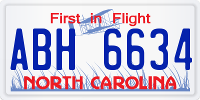 NC license plate ABH6634