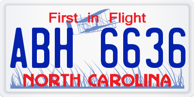 NC license plate ABH6636