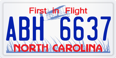 NC license plate ABH6637