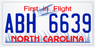 NC license plate ABH6639