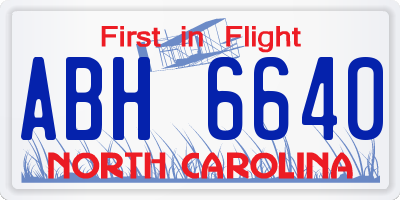 NC license plate ABH6640
