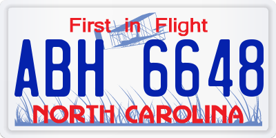 NC license plate ABH6648