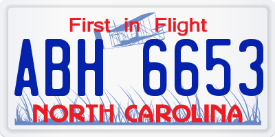 NC license plate ABH6653