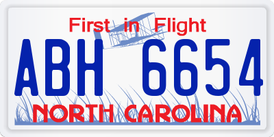 NC license plate ABH6654