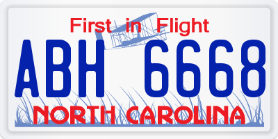 NC license plate ABH6668