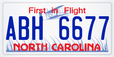 NC license plate ABH6677
