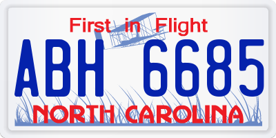 NC license plate ABH6685