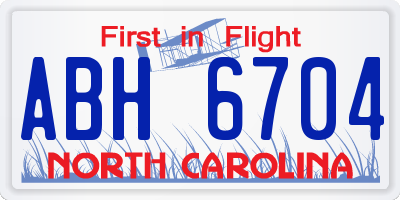 NC license plate ABH6704
