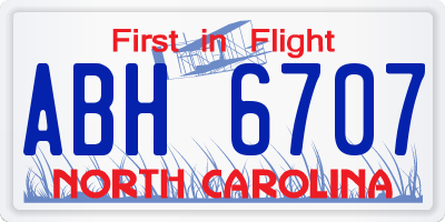 NC license plate ABH6707