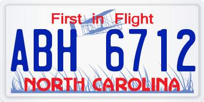 NC license plate ABH6712