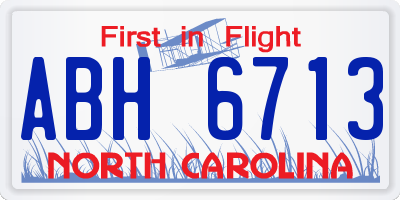 NC license plate ABH6713