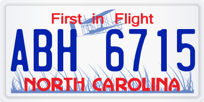 NC license plate ABH6715